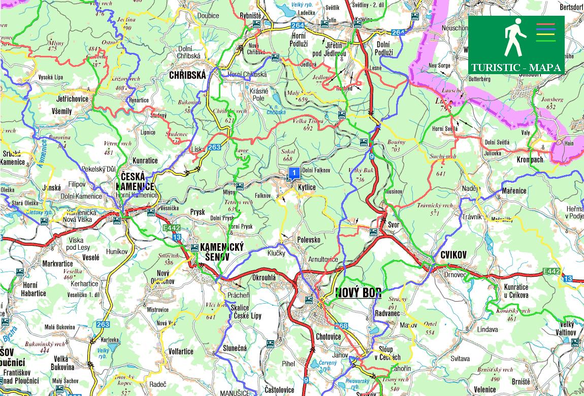 Mapa Kytlice - Turistická